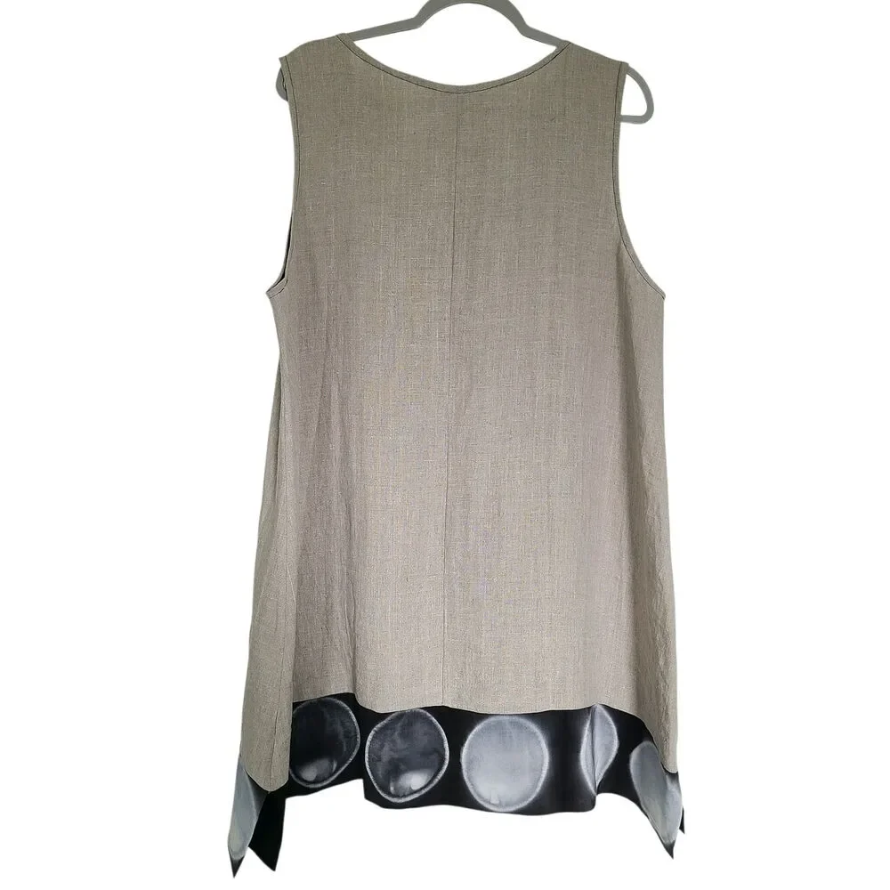 Laura Hunter Ellipse Linen Dress in Oatmeal Size XL - Picture 6 of 7